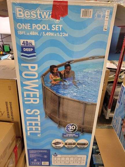 Bestway Power Steel Round Above Ground Pool Set,  18’ x 48” , Like New/Open Box