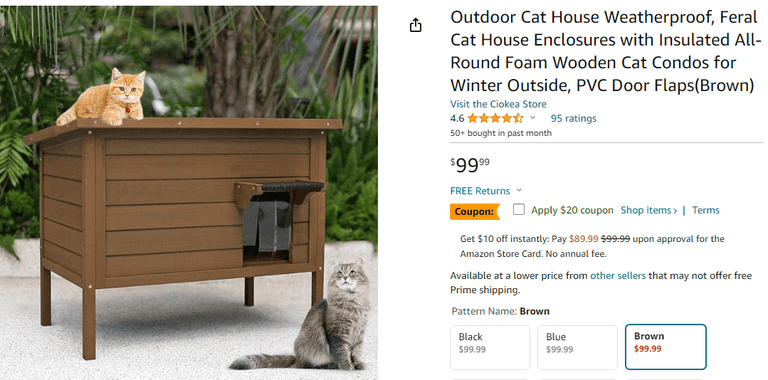 Ciokea Outdoor Cat House , Like New/Open Box