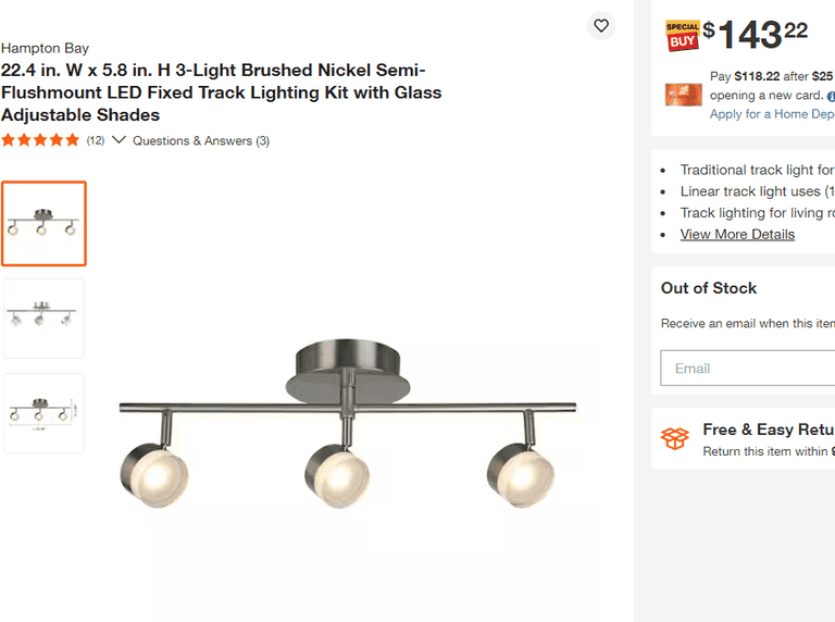 LED Fixed Track Lighting Kit, 22.4 " x 5.8 " , Untested/Uninspected