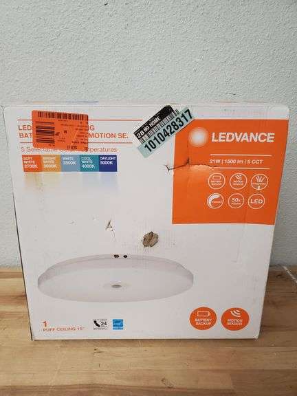 LED Puff Ceiling Battery Backup Motion Sensor , Like New/Open Box