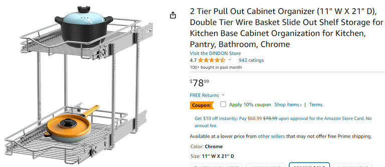 2 Tier Pull Out Cabinet Organizer , Like New/Open Box