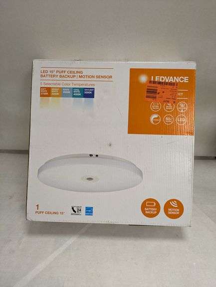 LED Puff Ceiling Battery Backup Motion Sensor Light , Untested/Uninspected
