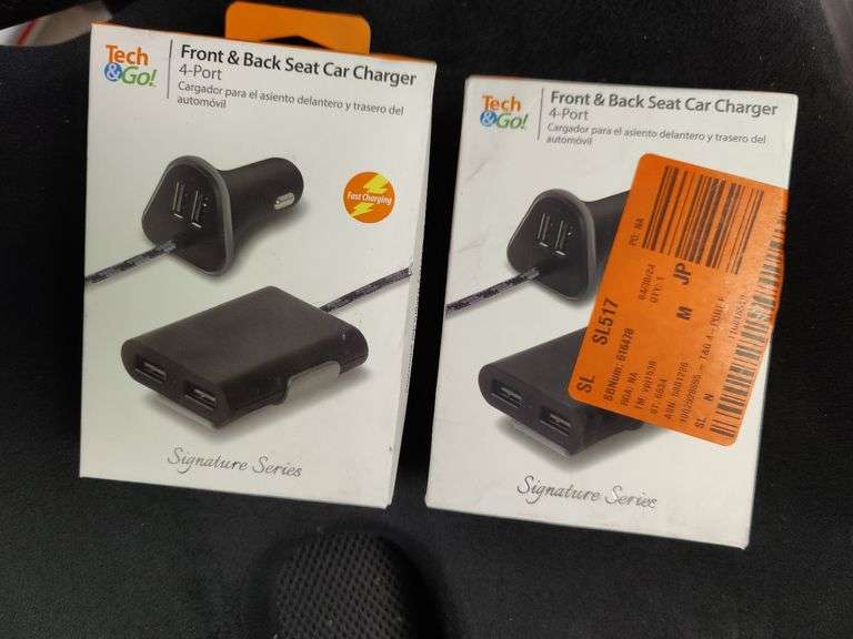 Tech & Go Front & Back Seat Car Charger Set , New/Sealed