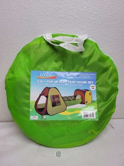 Utex 3 in 1 Pop Up Play Tent House Set , Like New/Open Box
