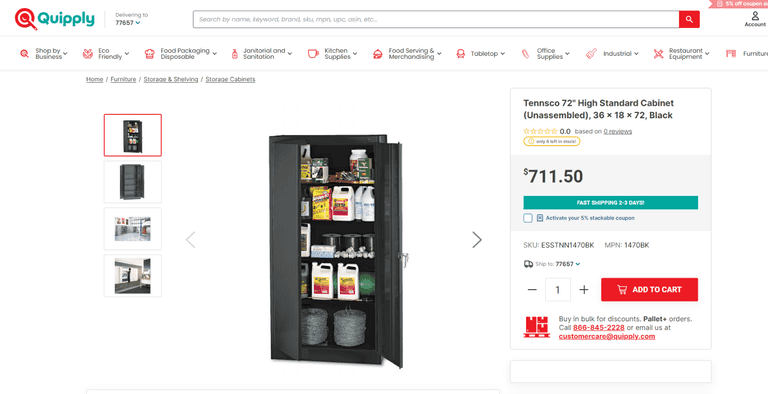 Tennsco 72" High Standard Cabinet , Like New/Open Box