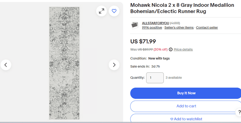 Mohawk Nicola 2 x 8 Rug , Like New/Open Box