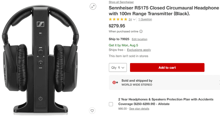 Sennheiser RS175 Wireless Headphone System , Like New