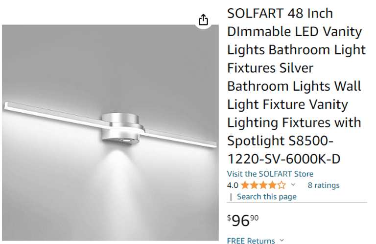 SOLFART 48 Inch Dimmable LED Vanity Light , Like New