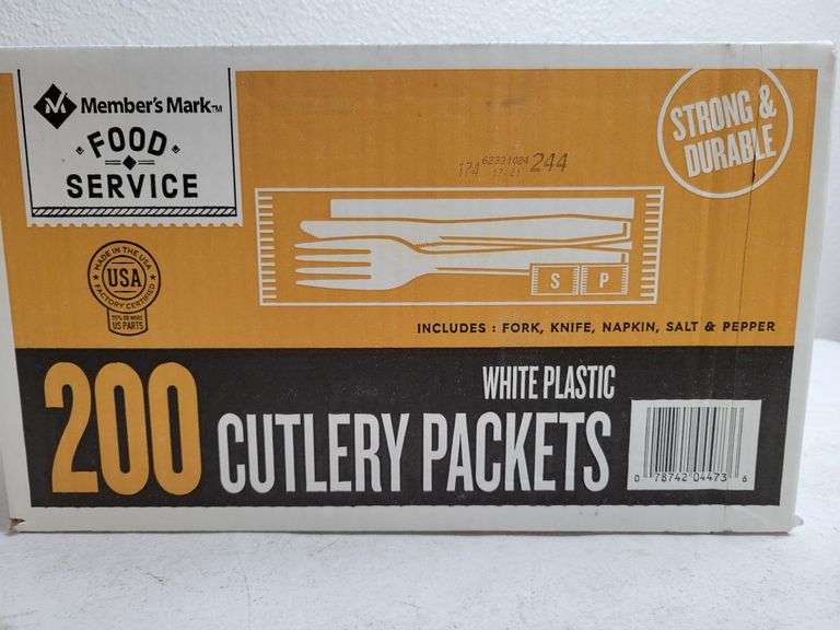 Member's Mark Food Service White Plastic Cutlery Packets , Open Box