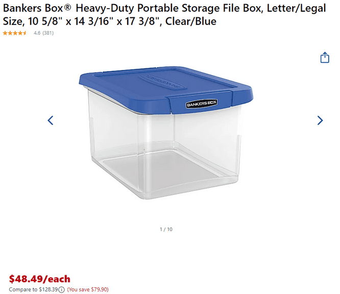 Bankers Box Heavy-Duty Portable Storage File Box , Contains Defect ...