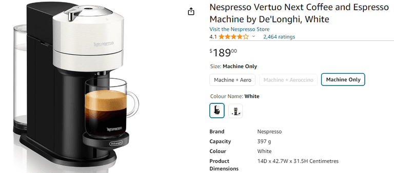Nespresso Vertuo Next Coffee & Espresso Machine by De'Longhi , Like New