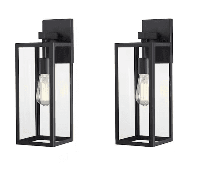 Martin 1-Light 17.25 in. H Matte Black Finish Hardwired Outdoor Wall Lantern Sconce (2-Pack) , Untested/Uninspected