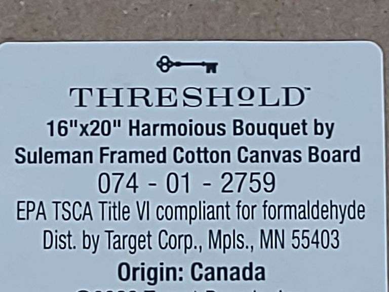 Threshold Framed Canvas Board, 16" x 20" , Visually Good Condition