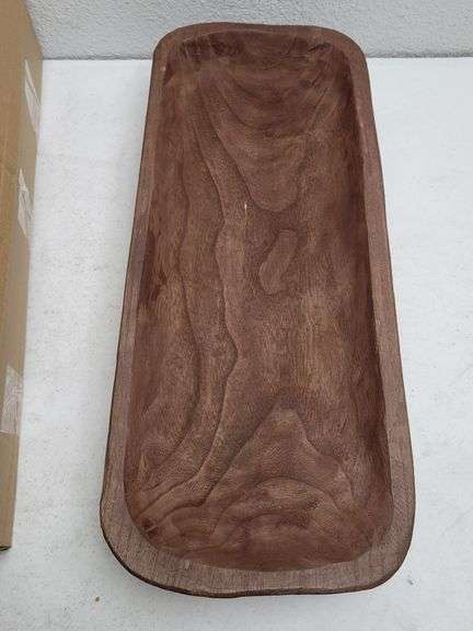 Wooden Vintage Oblong Bowl , Open Box