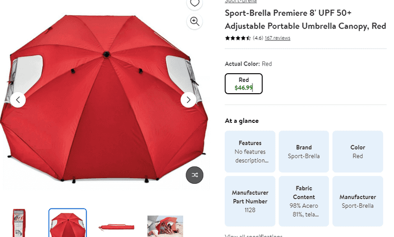 Sport-Brella Premiere 8' UPF 50+ , Like New