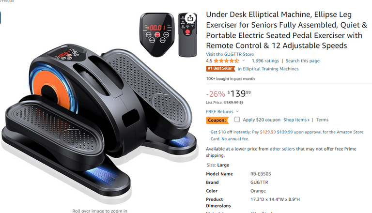 Under Desk Elliptical Machine , Open Box