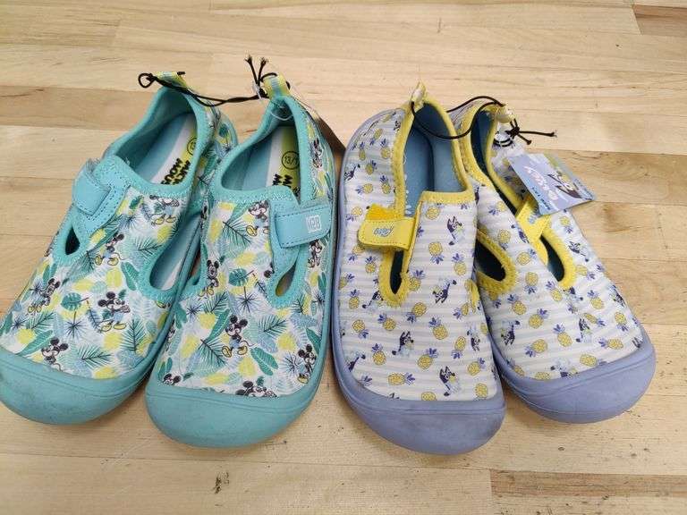 Kids Bluey & Mickey Water Swim Shoes Set, 13/1 , Visually Good Condition