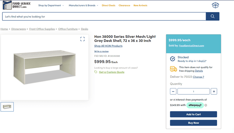 Hon 38000 Series Silver Mesh/Light Gray Desk Shell , Like New/Open Box