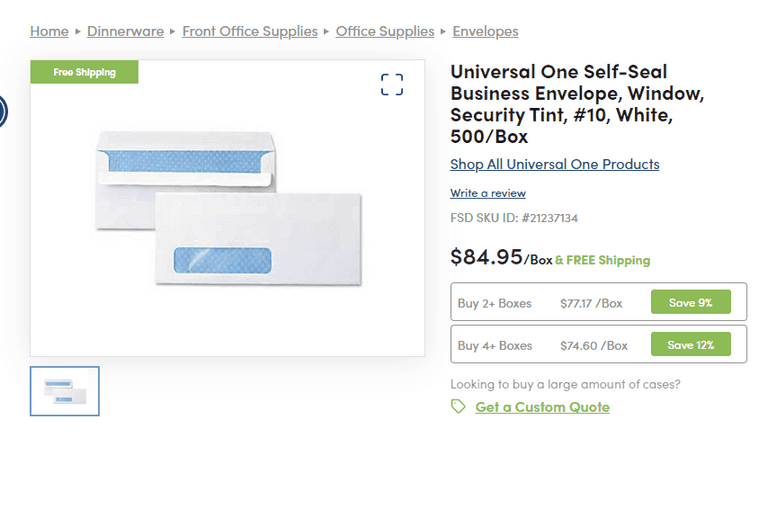 Universal One Self-Seal Business Envelope , Like New/Open Box