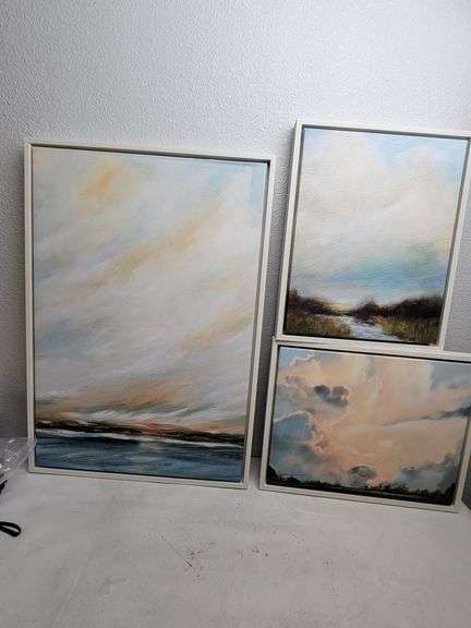 Kate & Laurel Clouds Canvas Wall Art Set , Like New/Open Box