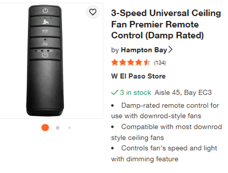 Hampton Bay Universal 3 Speed Ceiling Fan Remote Control Instructions