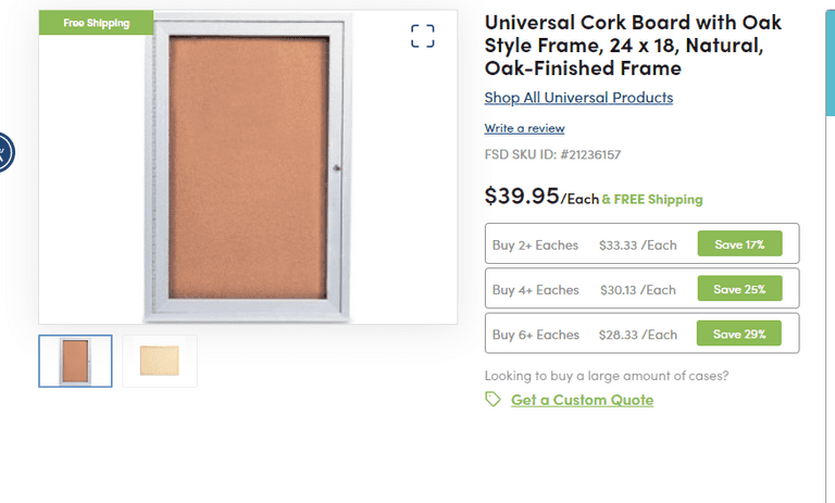 Universal Cork Board with Oak Style Frame, 24 x 18 , Like New/Open Box