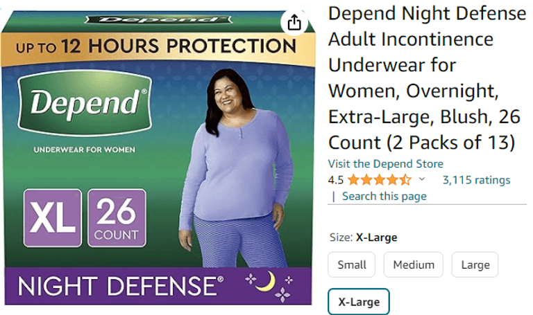 Depend Night Defense Adult Incontinence Underwear For Women, XL , New/Sealed