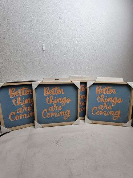 Room Essentials Better Things Are Coming Wall Signs Set 16" x 16" , Like New/Open Box