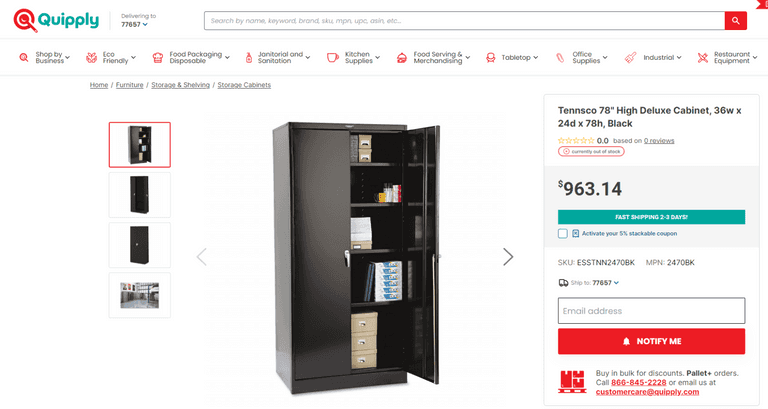 Tennsco 78" High Deluxe Cabinet , Visually Good Condition