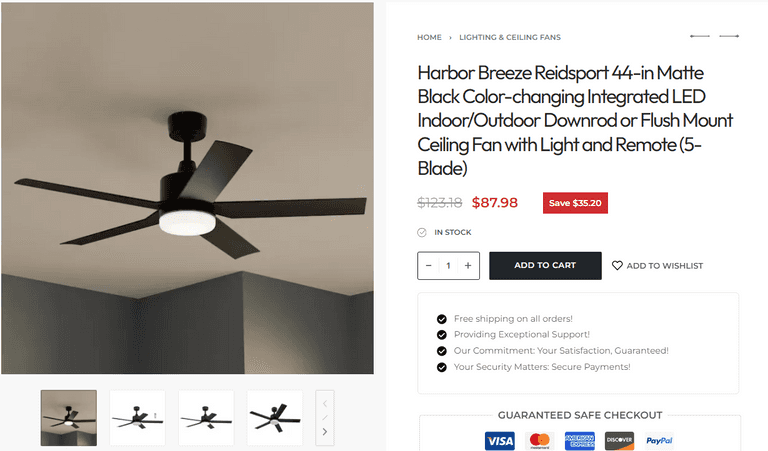 Harbor Breeze Reidsport 44 , Contains Defect
