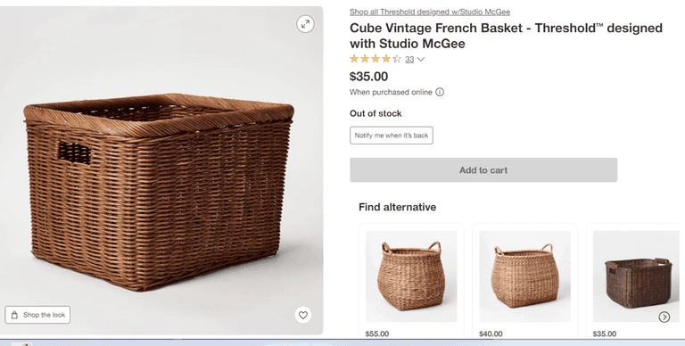 Cube Vintage Basket , Like New/Open Box