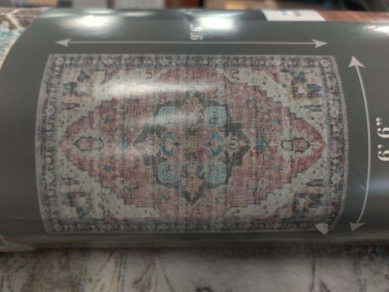 Member's Mark Everwash Washable Area Rug, 6'6"x 9'6" Red Medallion , Like New/Open Box