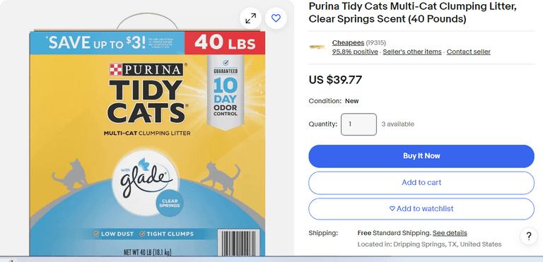 Purina Tidy Cats Multi-Cat Clumping Litter , Like New
