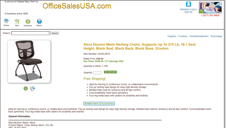 Alera Elusion Mesh Nesting Chair , Like New/Open Box