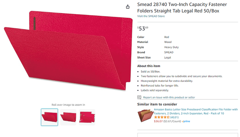 Two-Inch Capacity Fastener Folders , Like New/Open Box