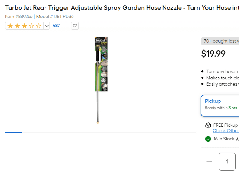 Turbo Jet Rear Trigger Adjustable Spray Garden Hose Nozzle , Like New/Open Box