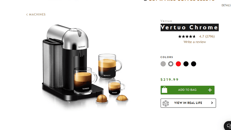 Nespresso Vertuo Chrome , Untested/Uninspected