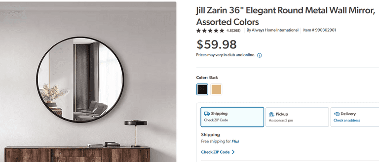 Jill Zarin Round Metal Wall Mirror, 36" , Like New/Open Box - Rio ...