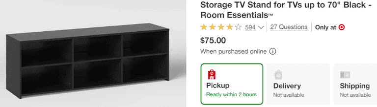 Room Essentials Storage TV Stand , Visually Good Condition