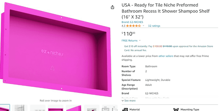 Ready for Tile Niche (16" X 32") , Open Box