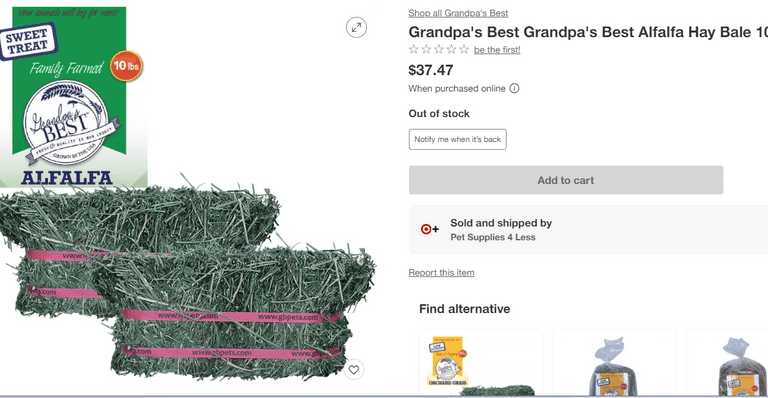 Grandpa's Best Grandpa's Best Alfalfa Hay Set 20lb , New/Sealed