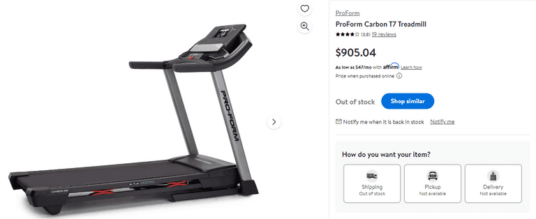 ProForm Carbon T7 Treadmill, Missing Safety Key , Turns On