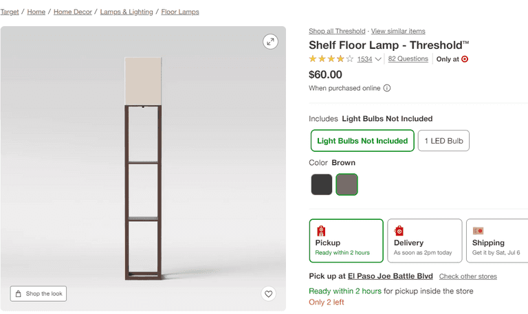 Shelf Floor Lamp , Like New/Open Box