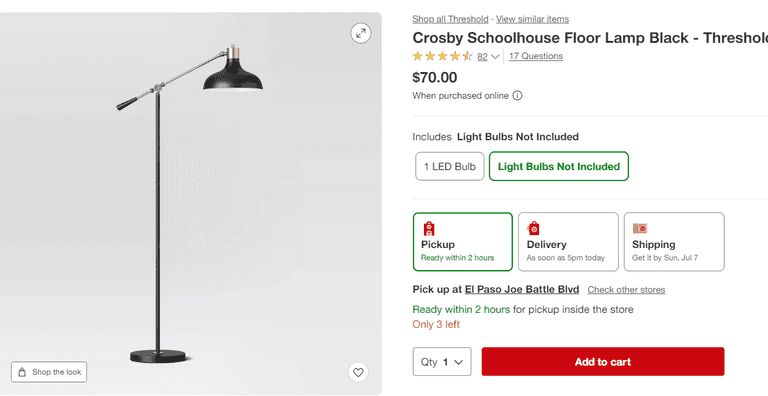 Crosby Schoolhouse Floor Lamp , Like New/Open Box