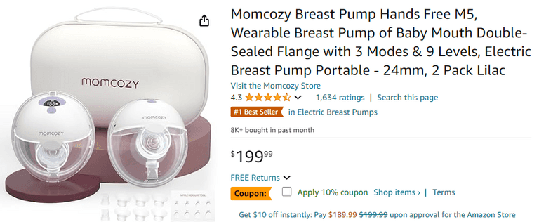 Momcozy M5 Wearable Breast Pump , Like New