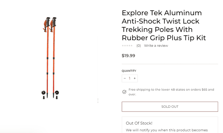 Explore Tek Aluminum Anti-Shock Twist Lock Trekking Poles , Untested/Uninspected