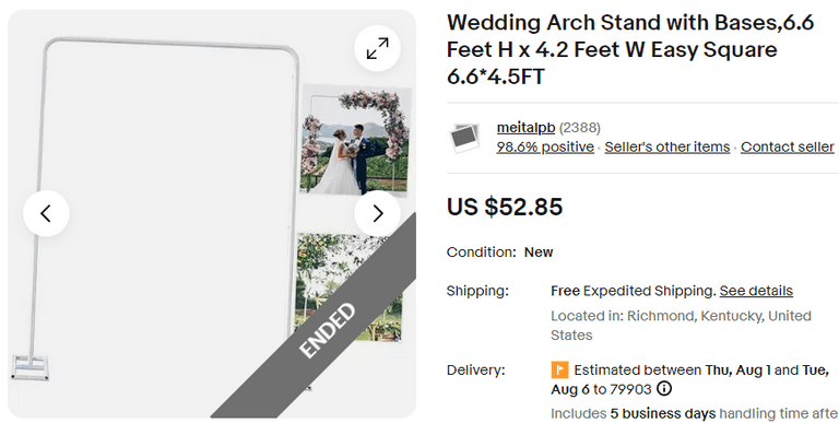 Lejoy Wedding Arch Stand W/ Bases , Open Box
