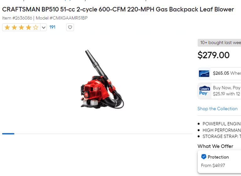 Gas Backpack Leaf Blower , Turns On