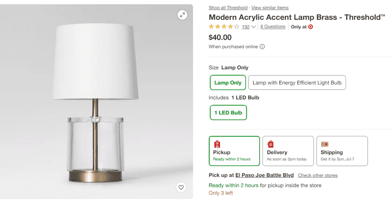 Modern Acrylic Accent Lamp , Like New/Open Box