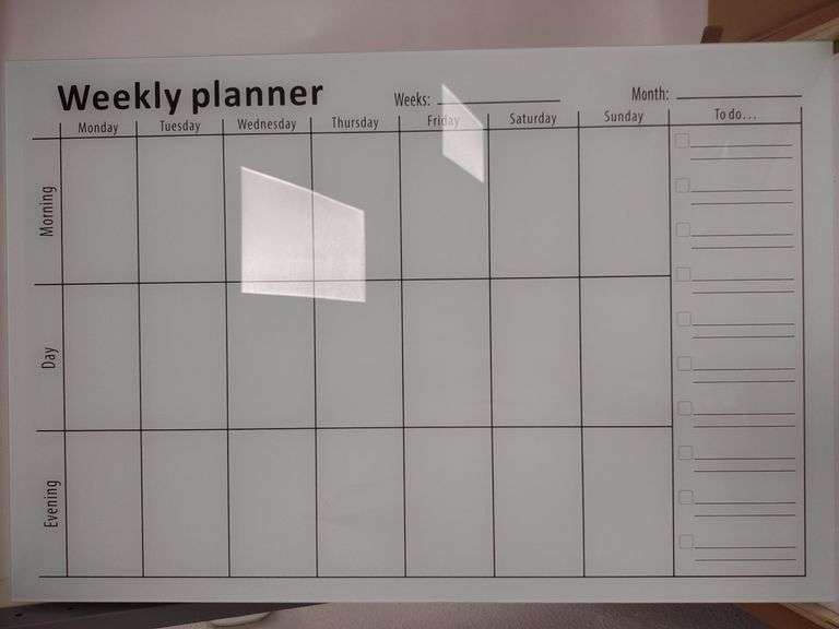 Navaris Weekly Calendar Dry Erase Glass Board, 24" x 35" , Like New